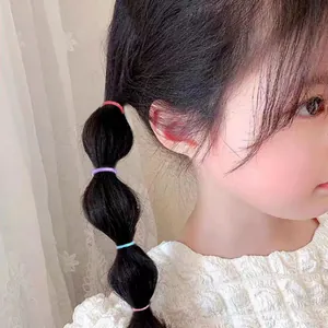 Colorful kids elastic hair bands set for bubble braids in sweet macaron colors