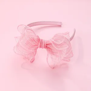 Sweet Organza Large Bow Headband For Girls Kids Non-Slip Glitter Fashion Hair Hoop Decorative Hair Accessories For Daily Party