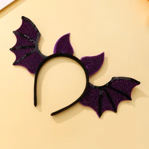 Purple glitter bat headband for Halloween party hair decoration and festive costumes