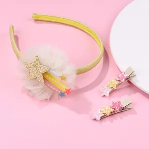 Set d'accessoires cheveux enfant avec serre-tête pailleté et barrettes étoile