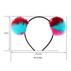 Detailed size chart for the plush headband showing dimensions 21.5cm by 13cm and 18.48g weight
