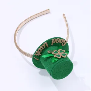 Serre-tête Saint-Patrick avec mini chapeau vert, trèfle et détails pailletés dorés