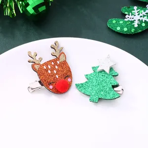 Pinces à Cheveux Scintillantes Renne et Sapin de Noël Pinces Croco pour Enfants Femmes Fête de Noël Accessoires Cheveux