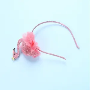 Serre-tête flamant rose pour enfants avec paillettes brillantes et tulle délicat