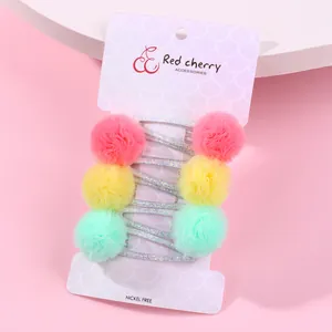 Détails du lot de 6 barrettes pour enfants avec pompons en tulle et finition pailletée