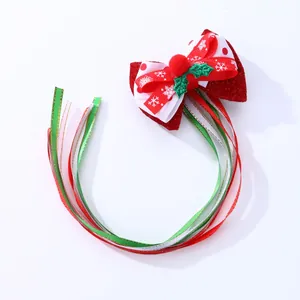 Barrette à cheveux de Noël avec paillettes rouges, flocons et rubans festifs pour les fêtes