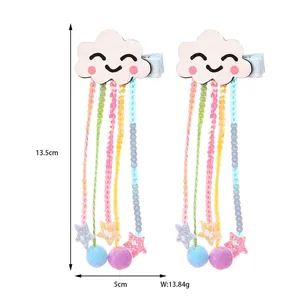 Barrettes à cheveux nuage scintillant avec glands à paillettes arc-en-ciel pour enfants