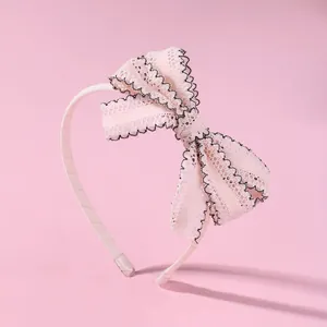 Zoete Roze Kant Strik Hoofdband Voor Meisjes Handgemaakte Opengewerkte Bloem Lint Haarreid Voor School Dagelijks Feest Haaraccessoire