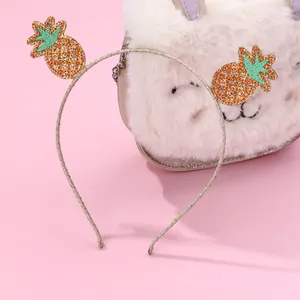 Sweet Pineapple Sequin Embroidery Headband For Kids Girls Fruit Style Sparkly Non-Slip Hair Accessories Pink Gold Headband