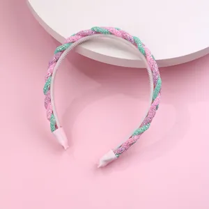 Handmade Braided Headband For Girls Sequins Glitter Twist Braid Non-Slip Hair Band Sweet Hair Accessories Kids Women Jewelry