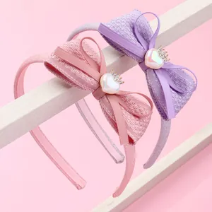 Serre-tête Doux Noeud Pour Enfants Bandeau À Cheveux En Tissu Pailleté Avec Couronne Coeur Accessoires Cheveux Princesse Pour Filles Femmes