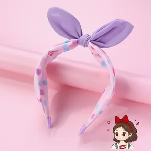 Serre-tête rose à pois avec nœud oreilles de lapin violet accessoire de coiffure