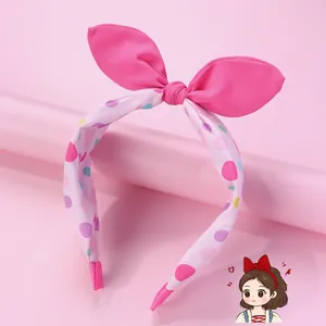 Serre-Tête Doux avec Nœud Papillon et Oreilles de Lapin à Pois pour Enfants Filles Hoop de Cheveux Antidérapant en Tissu