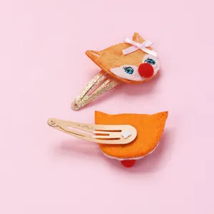 Lindas pinzas para el cabello de zorro naranja para niños con lazos y clips de metal BB
