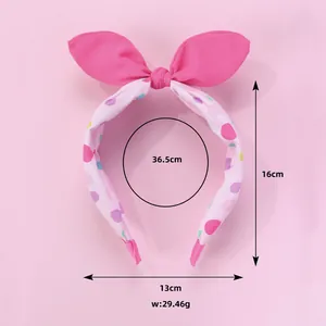 Serre-tête rose à pois avec oreilles de lapin pour filles, accessoire de cheveux doux