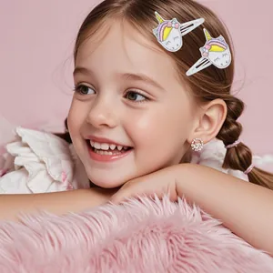 Süße bestickte Einhorn-Haarspangen für Mädchen mit silbernem Glitzersockel für den Alltag