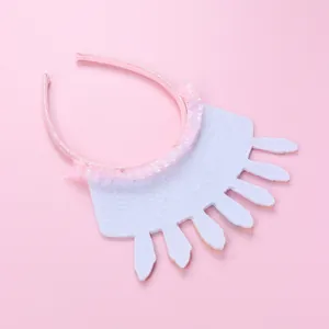 Serre-tête décoratif rose pour filles avec dentelle pailletée et couronne en feutrine