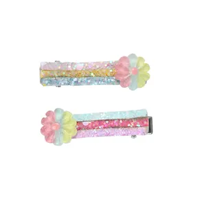 Set di fermagli per capelli per bambini con glitter colorati e decorazioni floreali