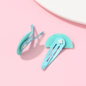 Sweet mint green watermelon fruit hair clips set for kids with floral embellishment