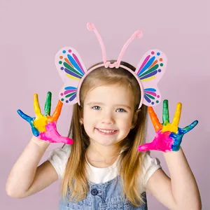 Diadema de mariposa colorida para niños con alas brillantes para fiestas y eventos