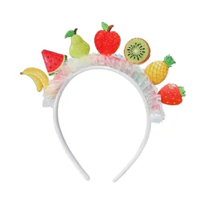Sweet fruit series sequined lace headband with strawberry and apple for girls