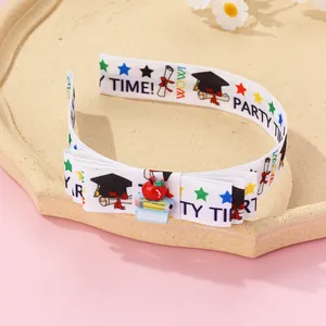 School-themed headband with multi-layer bow and apple charm for graduation parties