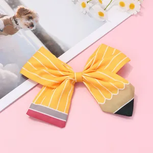 Barrette à cheveux créative en forme de crayon avec rayures jaunes et gomme rose