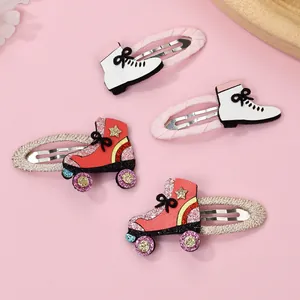 Pinzas para el Cabello de Patines con Brillo para Niñas Niños Creativas Patines con Lentejuelas BB Clips Dulces Accesorios para el Cabello