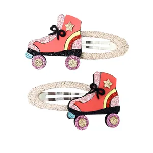 Horquillas creativas de patines con lentejuelas para niñas con detalles de arcoíris
