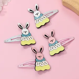 Barrettes à Cheveux Lapin de Dessin Animé Avec Paillettes Pour Enfants Clips BB Animaux Mignons Barrettes en Tissu Fait Main