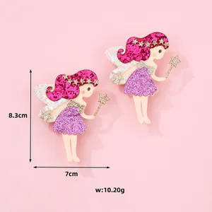 Vue détaillée des barrettes fée à paillettes avec dimensions 8,3 cm et 7 cm