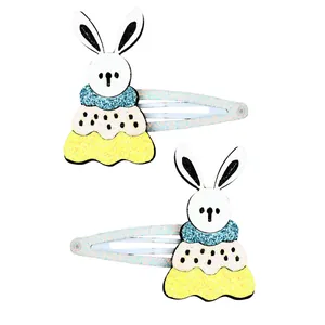 Détail de barrettes lapin à paillettes avec finition scintillante pour enfants