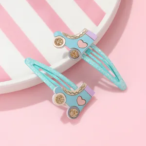 Lindas pinzas para el cabello de patines con purpurina azul para niñas set de dos piezas