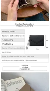 Detail view of the multi-functional PU leather wallet with 3 card slots and a zipper pocket