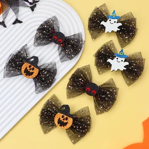 Halloween Haarspangen Set Spinne Kürbis Geist Netzschleifen Lustige Hexe Fledermaus Druck Haarschmuck Für Party Kinder Damen