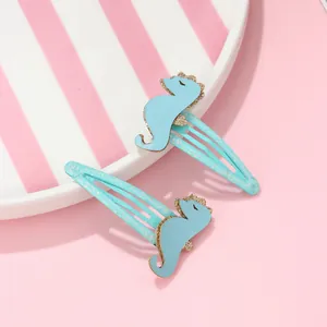 Barrettes à cheveux hippocampe bleu ciel avec paillettes pour enfants, lot de clips BB