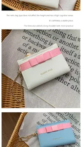 Detail of Korean style PU leather card wallets with bow ribbon and metal chain