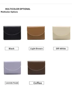 Vista detallada de carteras de cuero minimalistas en cinco colores elegantes
