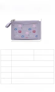 Detailed size specifications for purple cartoon bear PU leather slim women's wallet