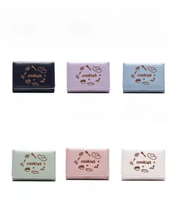 Portefeuilles courts en cuir PU pour femmes avec broderie cookies en six couleurs