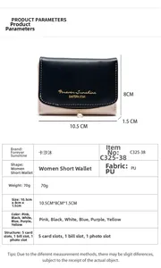 Detailed size chart for compact PU leather wallet with multi-card slots and dimensions