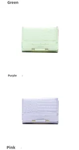 Short faux leather women's wallets in green, purple, and pink with stone pattern