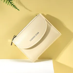 Portafoglio Donna Corto in Pelle PU Multifunzione con Cerniera e Patta Portamonete Porta Carte Urban Minimalist Classic Star