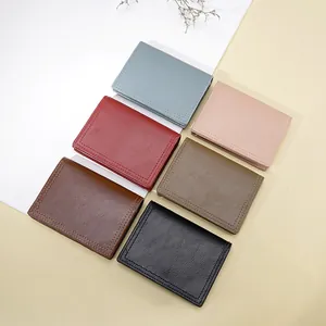 Portafogli minimalisti in pelle da donna in sei colori con cuciture rinforzate