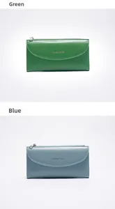 Dettaglio dei portafogli lunghi Classic Star in pelle PU verde scuro e blu grigiastro