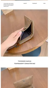 Detailed internal view of brown PU leather wallet with card slots and a zipper pocket