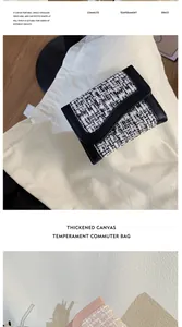 Dettaglio borse a tracolla in tweed con quadretti bianco e nero e motivi rosa per donna