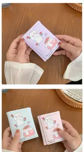 Détails de portefeuilles compacts en cuir PU violet, bleu et rose avec motifs mignons