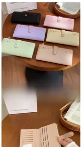 Détails du portefeuille long mince en similicuir pour femme avec 6 couleurs et fentes