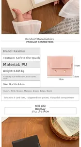Vista detallada de la cartera corta de piel sintética para mujer con ranuras para tarjetas